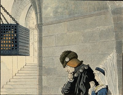 King Louis XI visits the prisoner Jean Balue, locked in 1469 in an iron cage for plotting against the king. in 