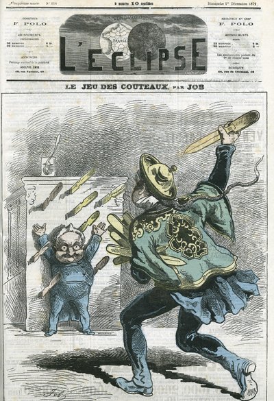 The game of knives, Adolphe Thiers (1797-1877), French historian and statesman. Cover in 