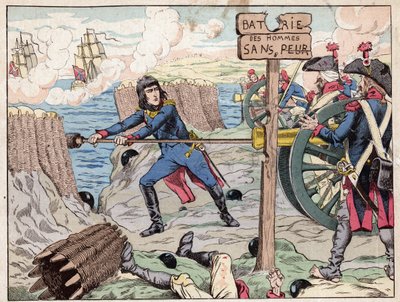 Napoleon at Toulon - (Toulon Siege) 1793 - lithograph by Job (Jacques Onfroy de Breville) from Le Grand Napoleon des Petites Enfants 1893 by pseudonym for Onfray de Breville Jacques Job