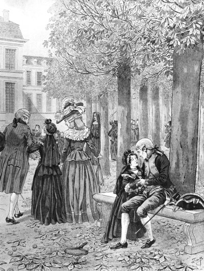 Napoleon Bonaparte Taking Charge of His Sister Elisa at St. Cyr, c.1784, Illustration from 