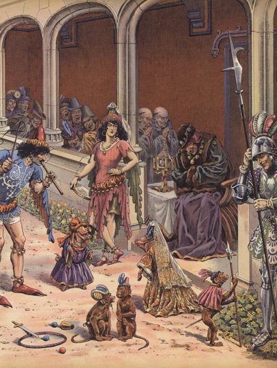 Performers entertaining the aged King Louis XI of France by pseudonym for Onfray de Breville Jacques Job