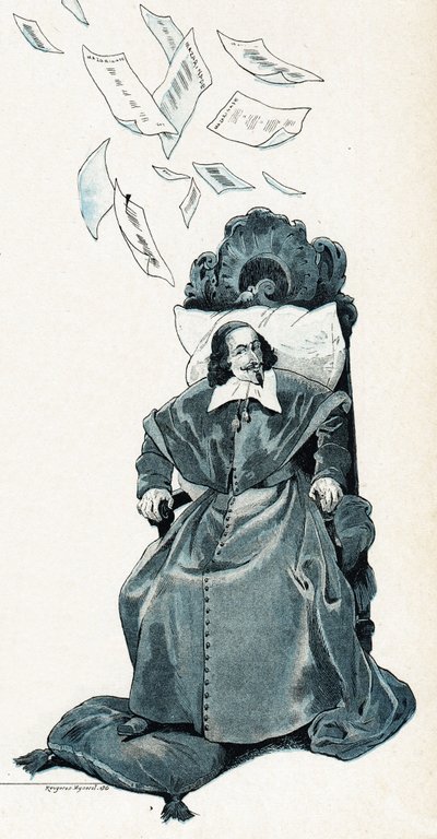 Portrait of Cardinal Jules Mazarin (Giulio Raimondo Mazzarino or Mazarino) by pseudonym for Onfray de Breville Jacques Job