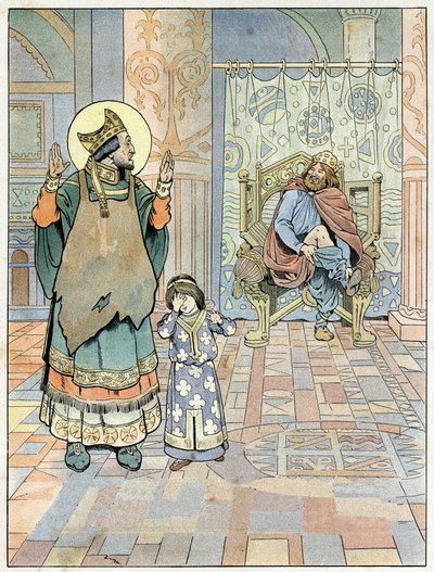 Saint Eloi points out to King Dagobert I that his trousers were put on upside down by pseudonym for Onfray de Breville Jacques Job