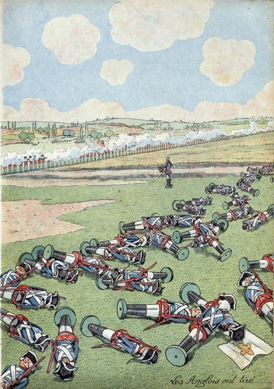 Scene of the History of France in Toys: War of the Austrian Succession. Troop of Infantrymen of the French Army Killed by the English at the Battle of Fontenoy on 11 May 1745 by pseudonym for Onfray de Breville Jacques Job