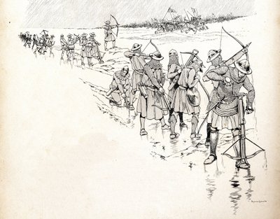 The rain puts the archers of the army of the French king Philip VI out of battle by wetting the ropes of the bows during the Battle of Crecy in 1346 at the beginning of the Hundred Years