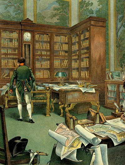 Working cabinet of Napoleon I Bonaparte (1769-1821) on the first floor of the Palais des Tuileries while he was First Consul by pseudonym for Onfray de Breville Jacques Job