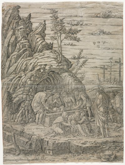 The Entombment with the Four Birds by school of Andrea Mantegna