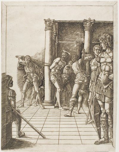 The Flagellation of Christ, with the Pavement by school of Andrea Mantegna