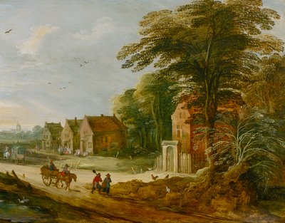 Travellers Passing through a Village by the younger Joos de Momper
