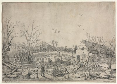 The Great Flood of January 10, 1624 or Repairing the Broken Dike on the River Lek by Vianen, 1624 by van de Velde Esaias