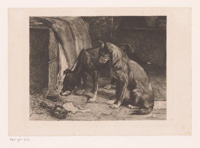 Two Dogs by a Rat Trap by van den Eyken (attributed to)