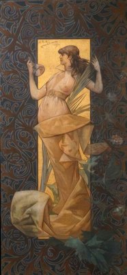 Composition with winged nymph at sunrise by Alexandre de Riquer