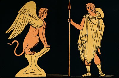 Oedipus and the Sphinx', 1880 by Antique: Fine art print