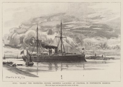 HMS Blake the Protected Cruiser recently launched at Chatham in Portsmouth Harbour