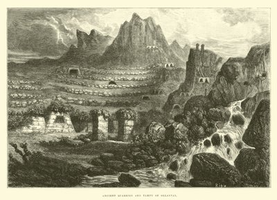 Ancient quarries and Tampu of Ollantay  by Edouard Riou