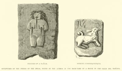 Sculptures of the Period of the Incas, found by the author in the back-yard of a house in the Calle del Triunfo  by Edouard Riou