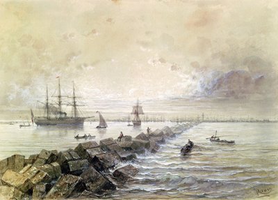 The Suez Canal, from a souvenir album commemorating the Voyage of Empress Eugenie (1827-1920) at the Inauguration in 1869  by Edouard Riou
