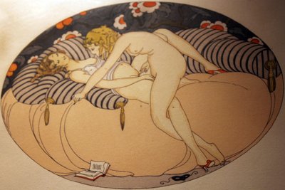  Serie von Aquarellen, die 1925 unter dem Titel Les Delassements d´Eros in Erotopolis Paris erschienen by Gerda Marie Frederike Wegener