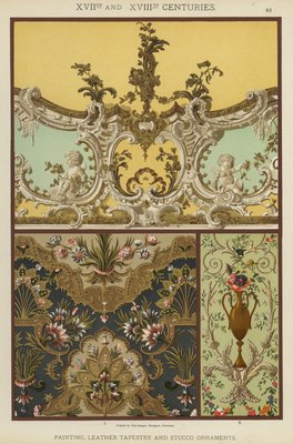 XVIIth and XVIIIth Centuries Painting Leather Tapestry and Stucco Ornaments
