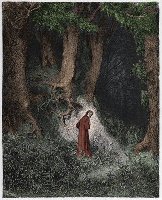 Inferno, Canto 1 : Dante in the savage wood, illustration from The Divine  Comedy by Dante Alighieri, 1885