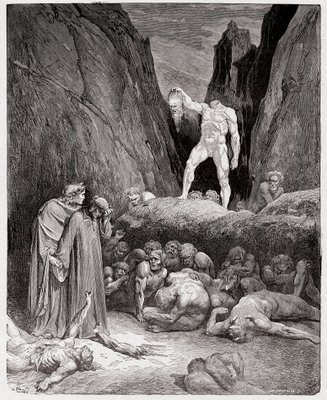 Poster Gustave Dore Engrenando Ilustração Dante Inferno