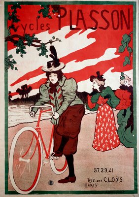 Belle Epoque advertising poster for cycles bicycles Plasson. Poster by Manuel Robbe 1872 1936 Private collection