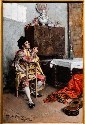 Chess Game, 1890, Oil Painting, Framed