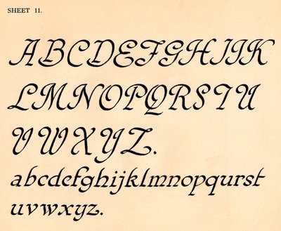 Old English Fancy Cursive Alphabet