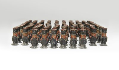 Large group of toy soldiers or campaign map markers in the form of French infantry c.1810 14 painted wood see also 2921970