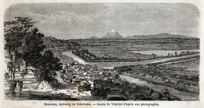 View of Homoura suburb of Yokohama with Mount Fuji in the