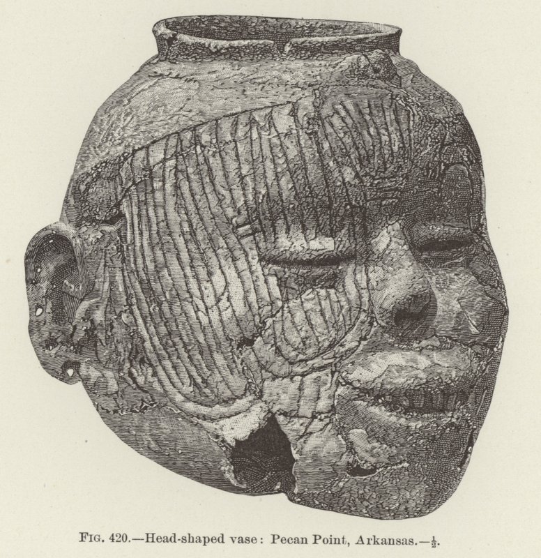 Head-shaped vase: Pecan Point, Arkansas by (after) American School