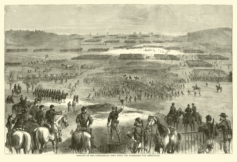 Position of the Confederate Army when the surrender was announced, April 1865 by (after) American School