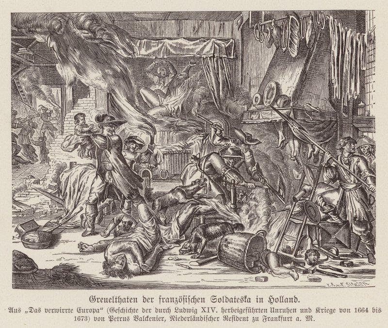 Atrocities committed by French troops in Holland in the Franco-Dutch War by (after) Dutch School