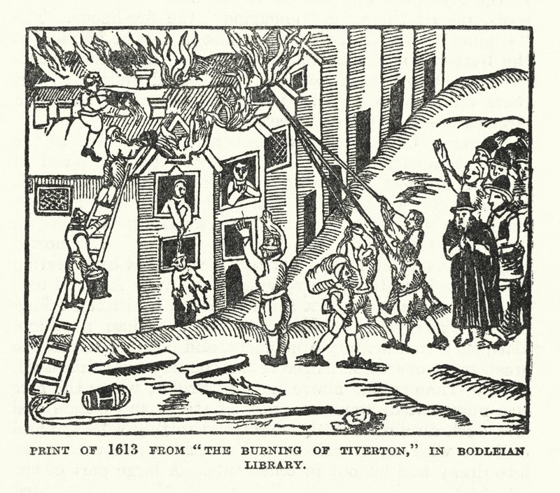 The Burning of Tiverton by (after) English School