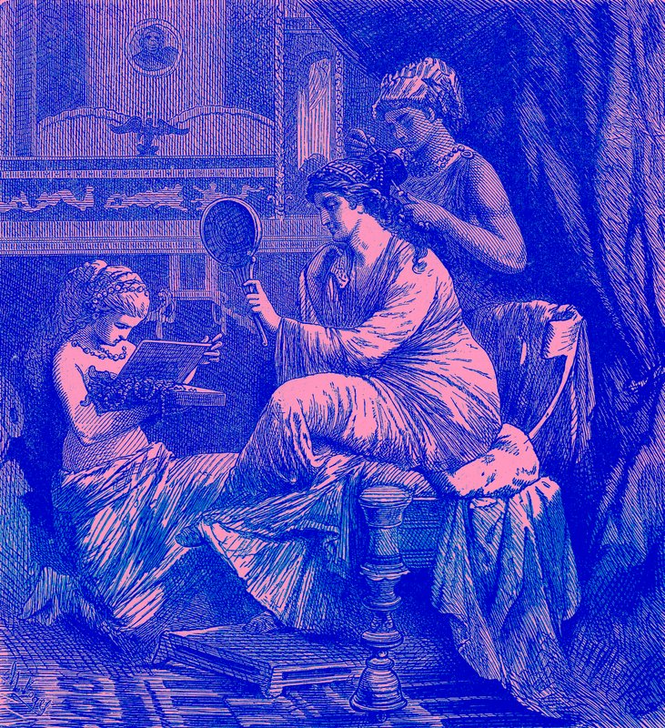 Roman lady at her toilet, illustration from 