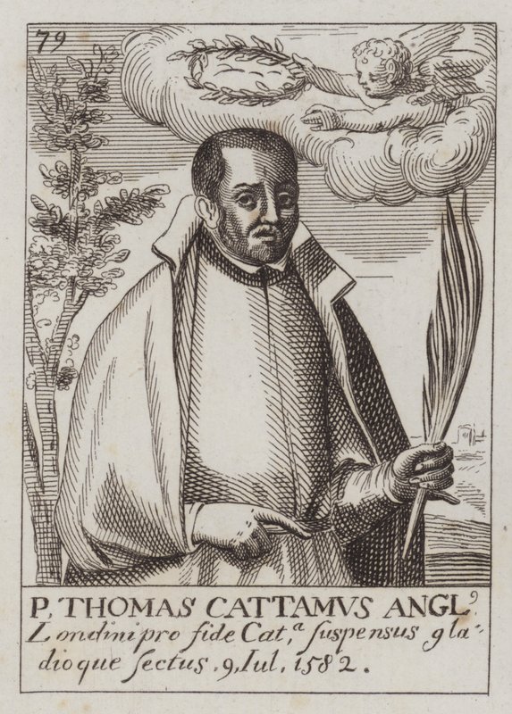 Thomas Cottam, English Catholic priest and martyr (engraving) by (after) English School