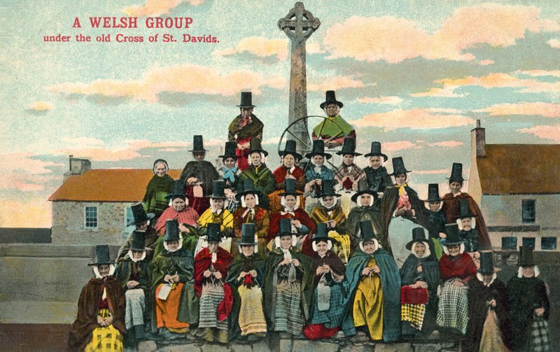 Welsh Group, Old Cross, St Davids by (after) English photographer