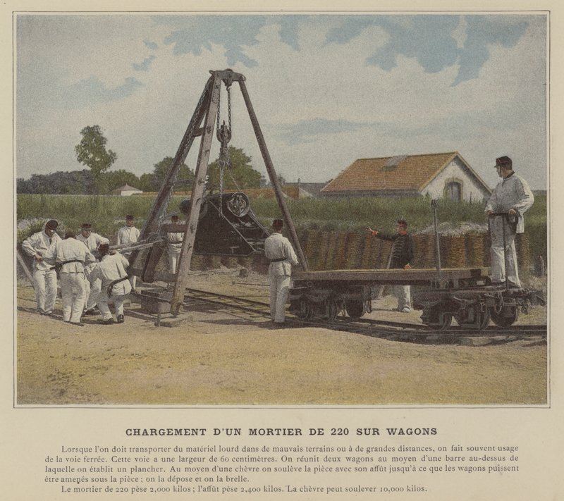 Loading a 220 Mortar onto Wagons by (after) French Photographer