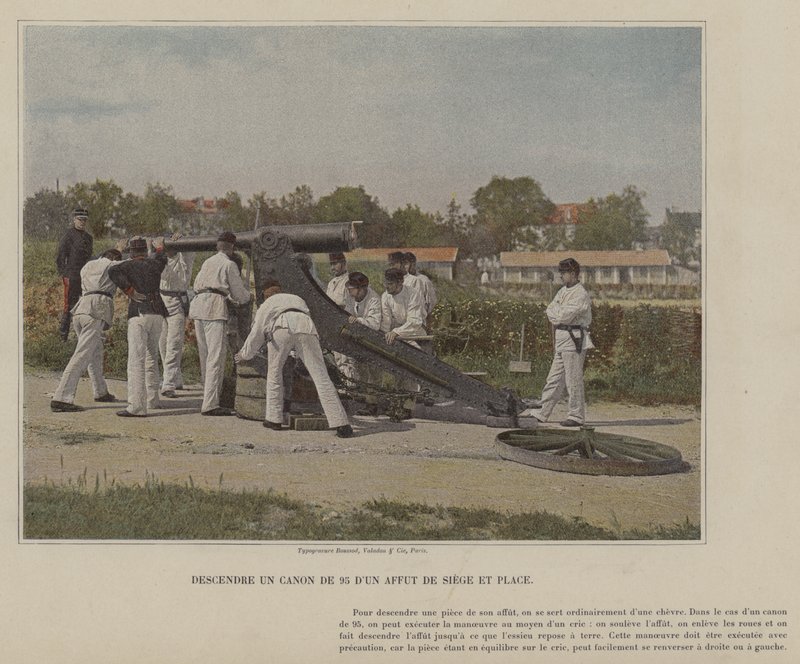 Lowering a 95 Cannon from a Siege Carriage and Placing It by (after) French Photographer