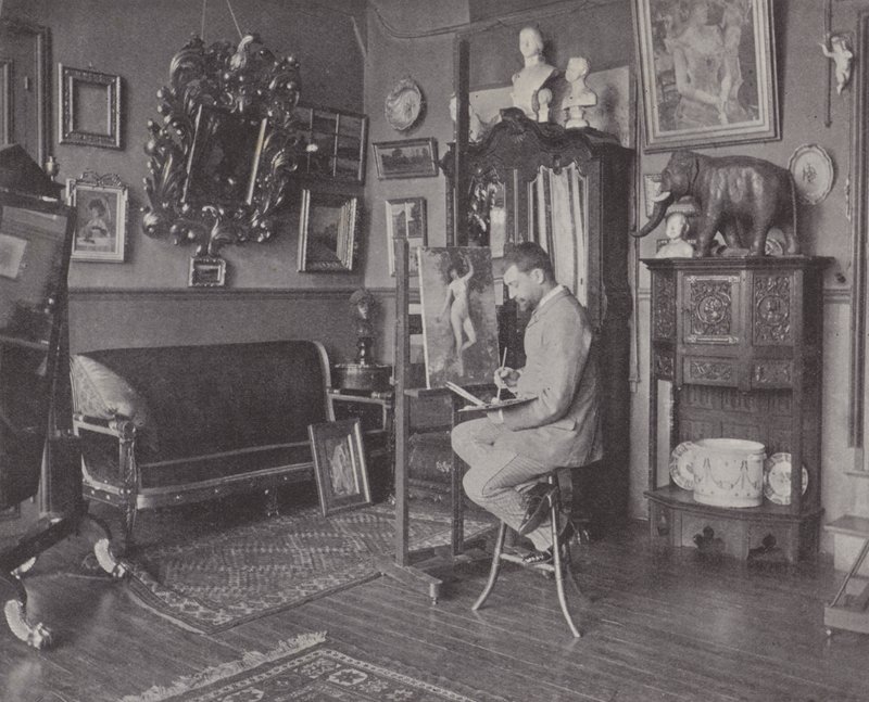 French painter Henri Gervex in his studio by (after) French Photographer