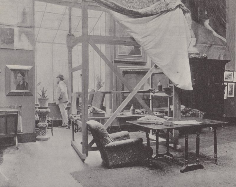 French painter Paul-Albert Besnard in his studio by (after) French Photographer