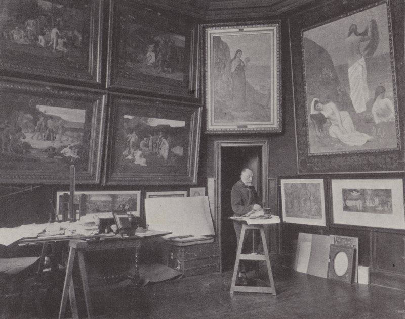 French Painter Pierre Puvis de Chavannes in His Studio by (after) French Photographer