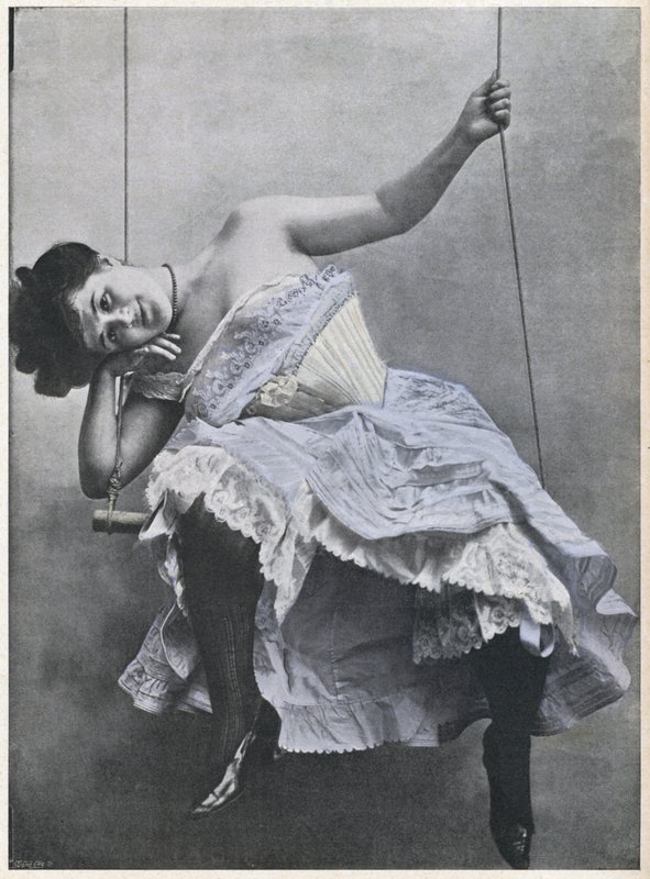 Girl on a swing by (after) French Photographer