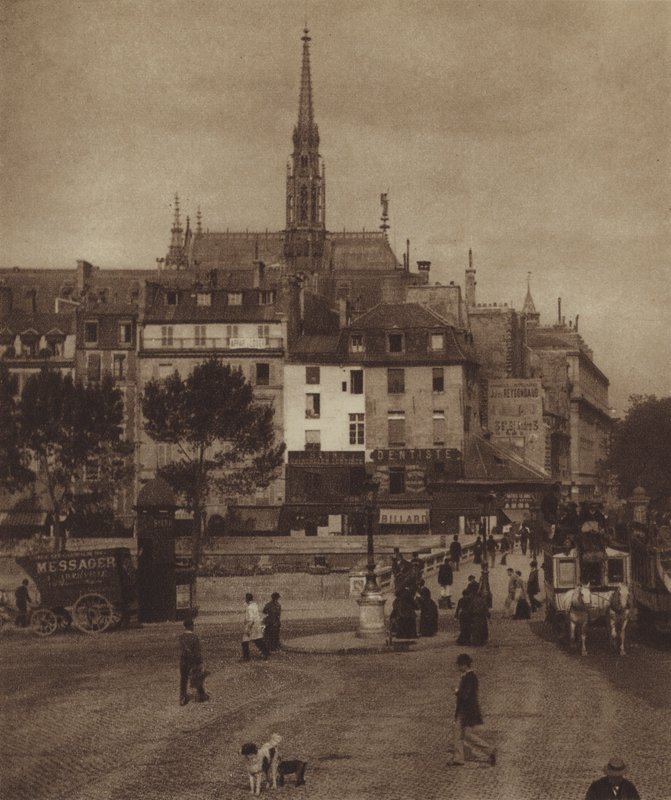 The Quai des Orfevres at the corner of Boulevard du Palais by (after) French Photographer