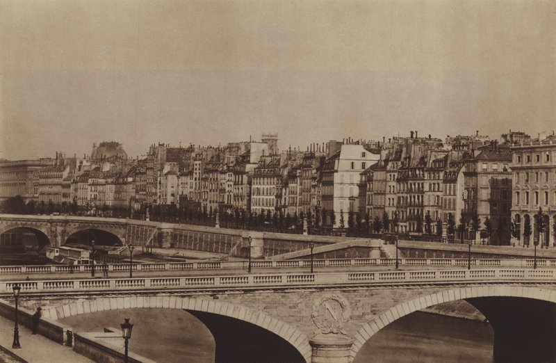 Quai de la Megisserie around 1860, the Chatelet Theatre is already built by (after) French Photographer