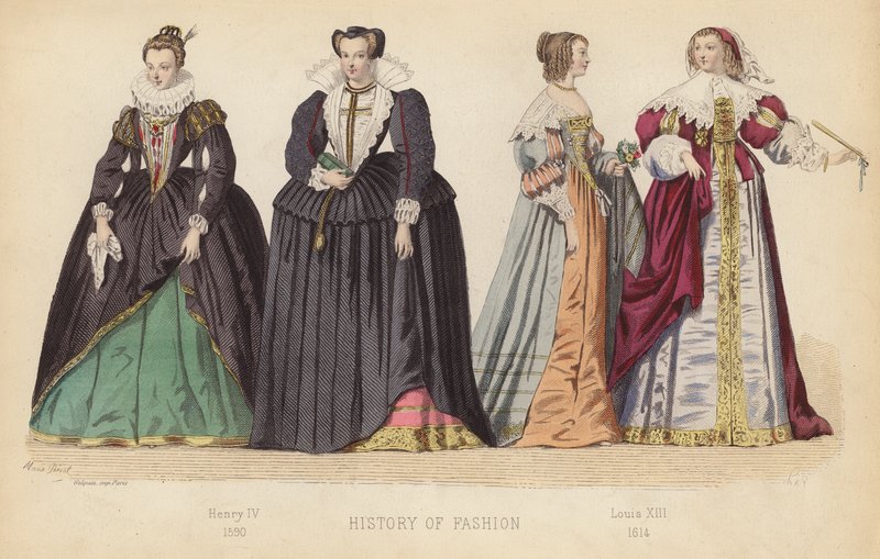 Fashion in France: Henry IV 1590; Louis XIII 1614 by (after) French School