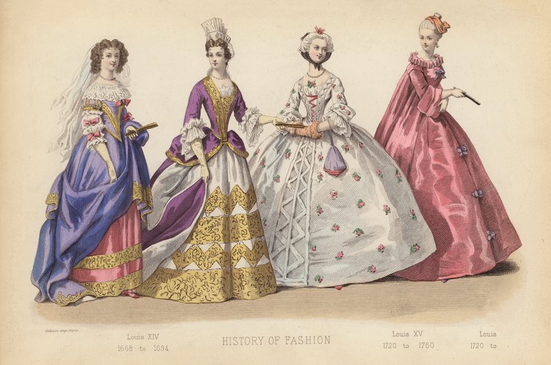 Fashion in France: Louis XIV 1668 to 1694; Louis XV 1720 to 1760 by (after) French School