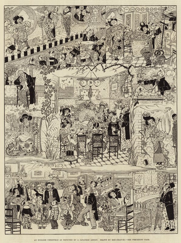 An English Christmas as depicted by a Japanese Artist by (after) Japanese School