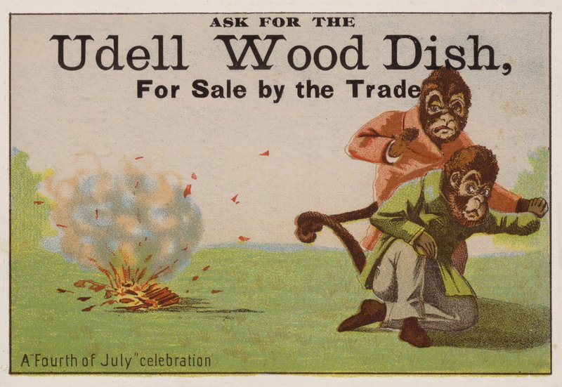 A Fourth of July Celebration, Trade Card Advertising Udell Wood Dishes by American School