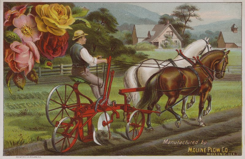 American Trade Card Advertising the Moline Plow Company, Illinois, c1880s by American School